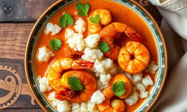 Photo of Пикантное карри с креветками и рисом