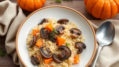 Photo of Сытный ризотто с грибами и тыквой